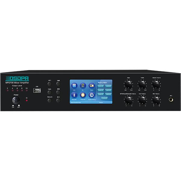 Amplificador mezclador MP2708 80W 6 zonas con SD/USB/sintonizador/Bluetooth/temporizador