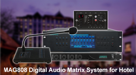 Sistema de matriz de audio digital MAG808 para hotel