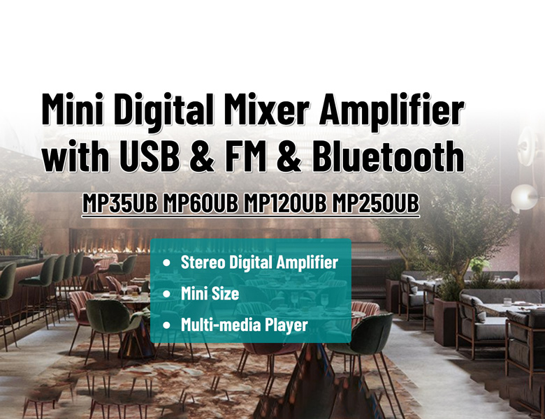 Mini amplificador mezclador digital con USB y FM y Bluetooth MP35UB/MP60UB/MP120UB/MP250UB
